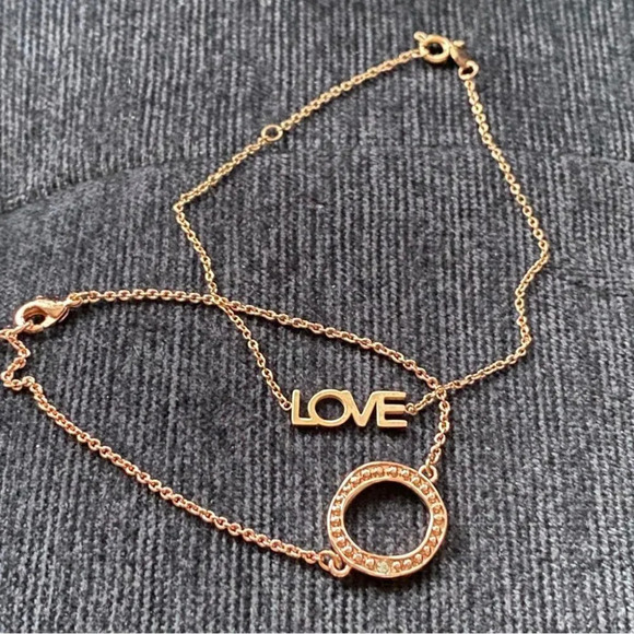 Dainty Rose Gold Lot 3 Items a Delicate  Crystal Rose Necklace and 2 Bracelets - Picture 4 of 14